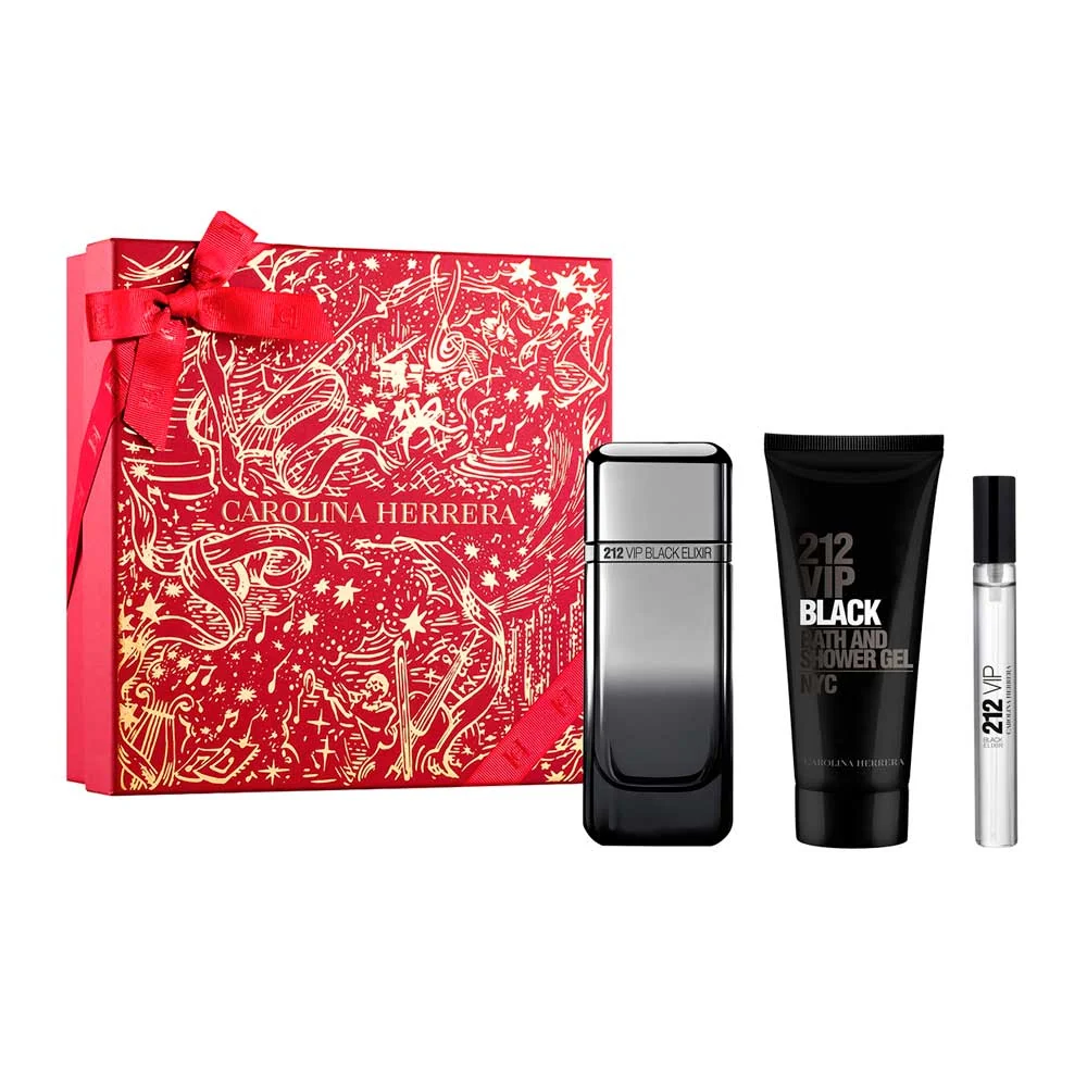 CAROLINA HERRERA 212 VIP BLACK ELIXIR 3 PIEZAS EDP 100ML CABALLERO