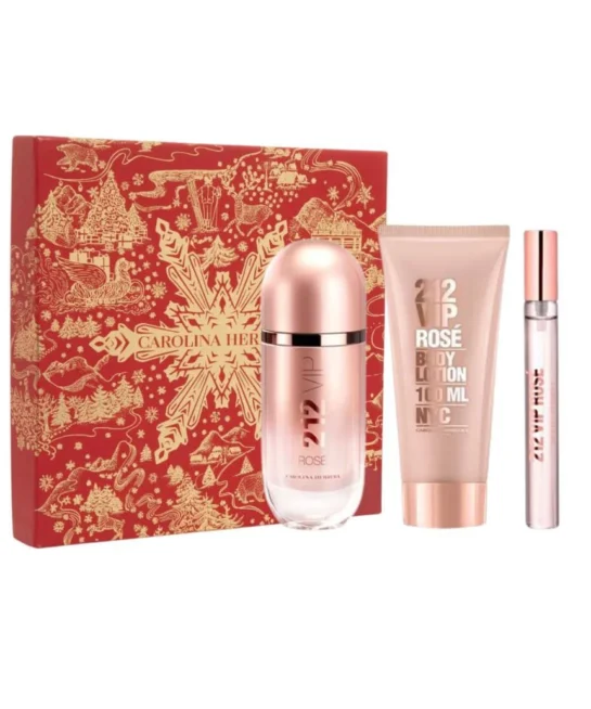 CAROLINA HERRERA 212 VIP ROSE SET 3 PIEZAS EDP 80ML DAMA