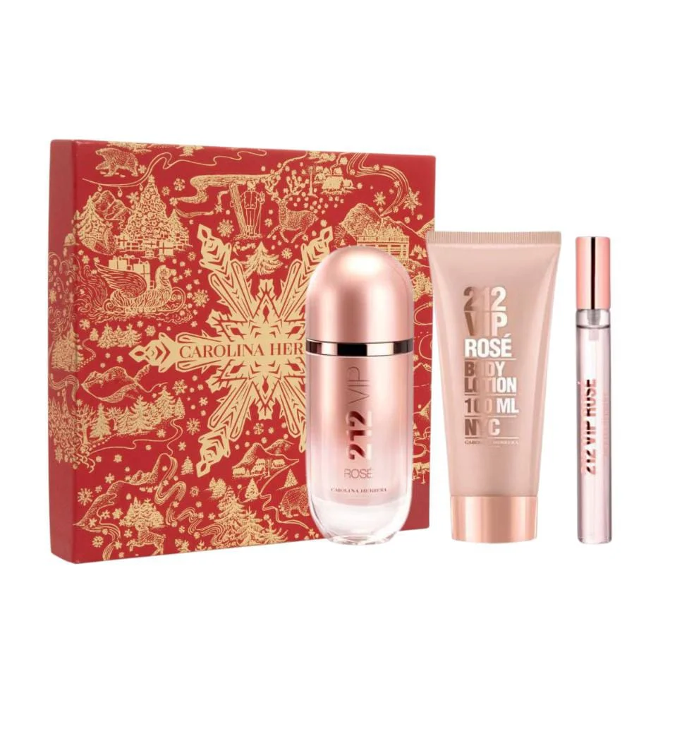 CAROLINA HERRERA 212 VIP ROSE SET 3 PIEZAS EDP 80ML DAMA